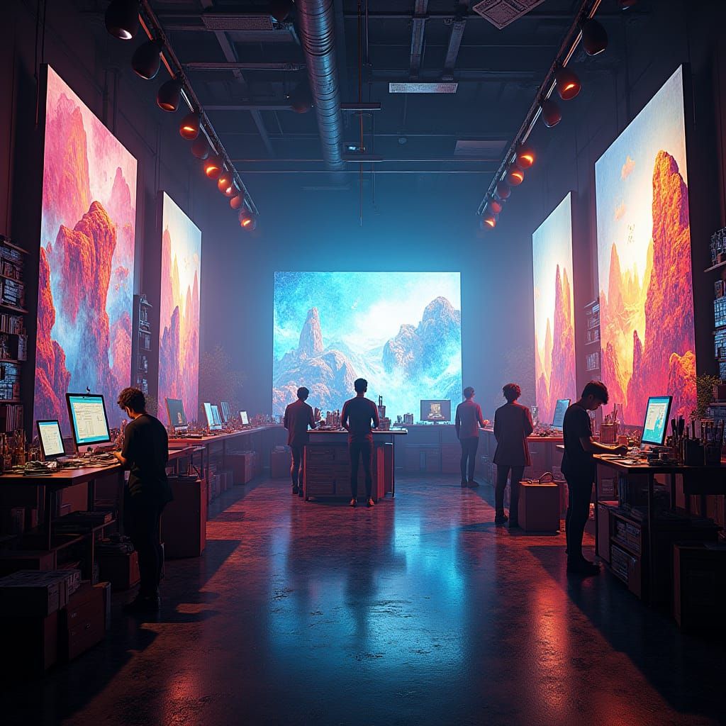 Vibrant Digital Art Studio in Dreamlike Style