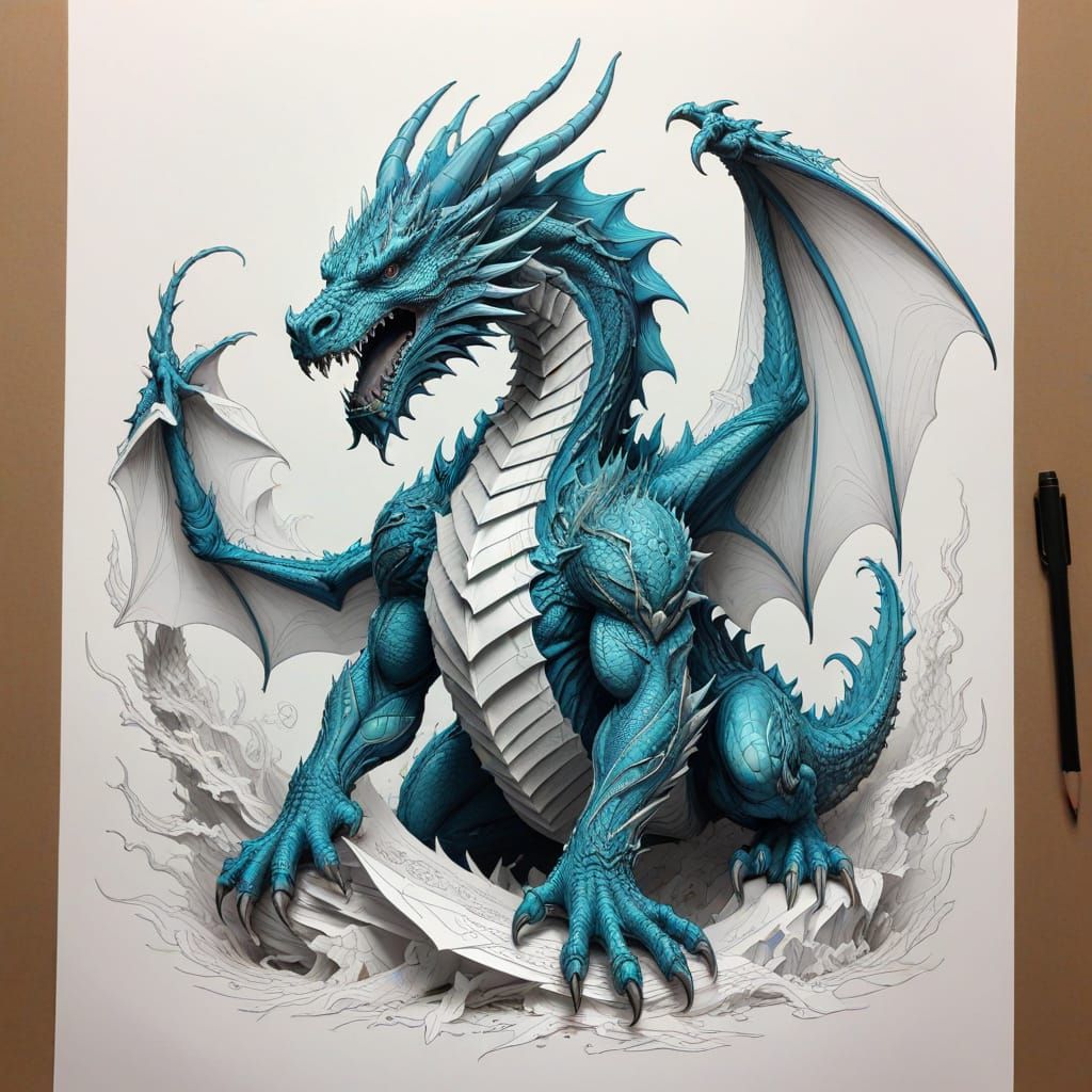 Colossal Fantasy Dragon Emerges From Paper in 3D