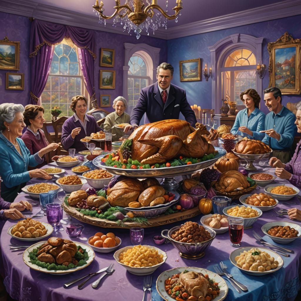 Thanksgiving Dinner in a Thomas Kinkade Painting