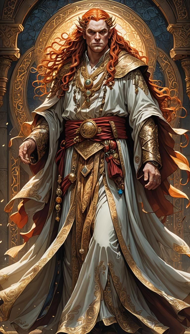 Fantasy Elf with Red Hair in Comic Book Style