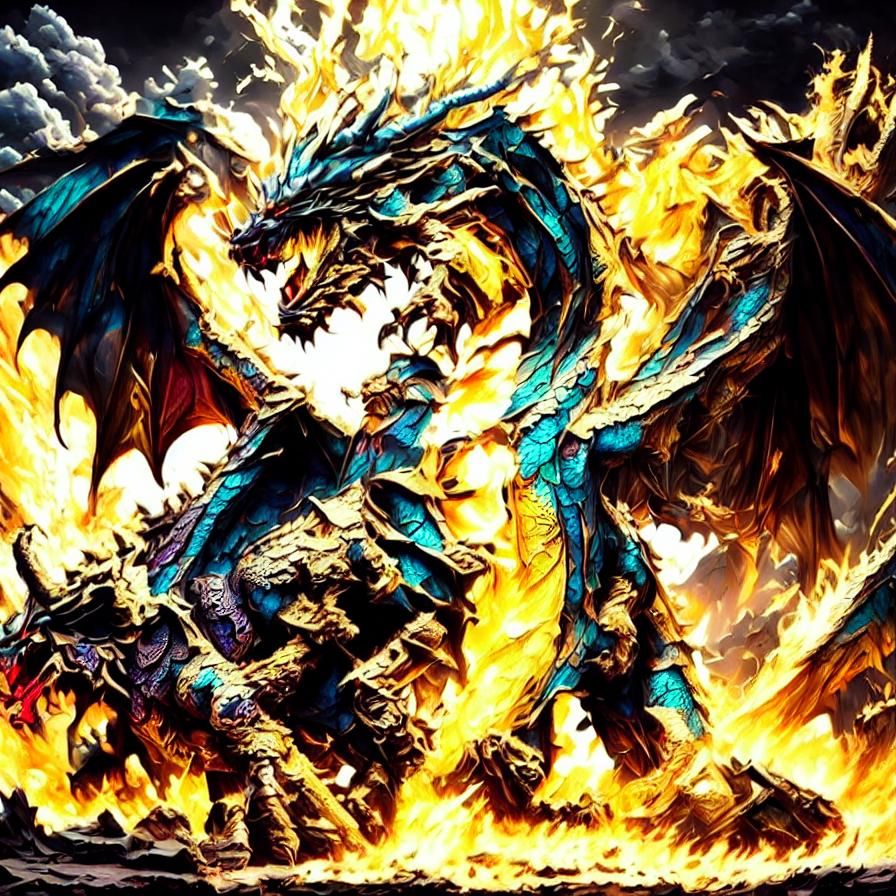 Fallen Ragnarök Dragon Statue in Charcoal Drawing