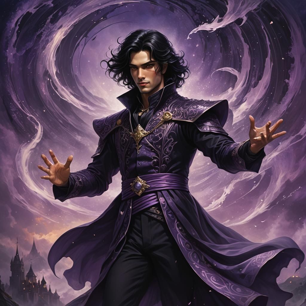 Fantasy Prince Commanding Shadows in Detailed Matte Painting