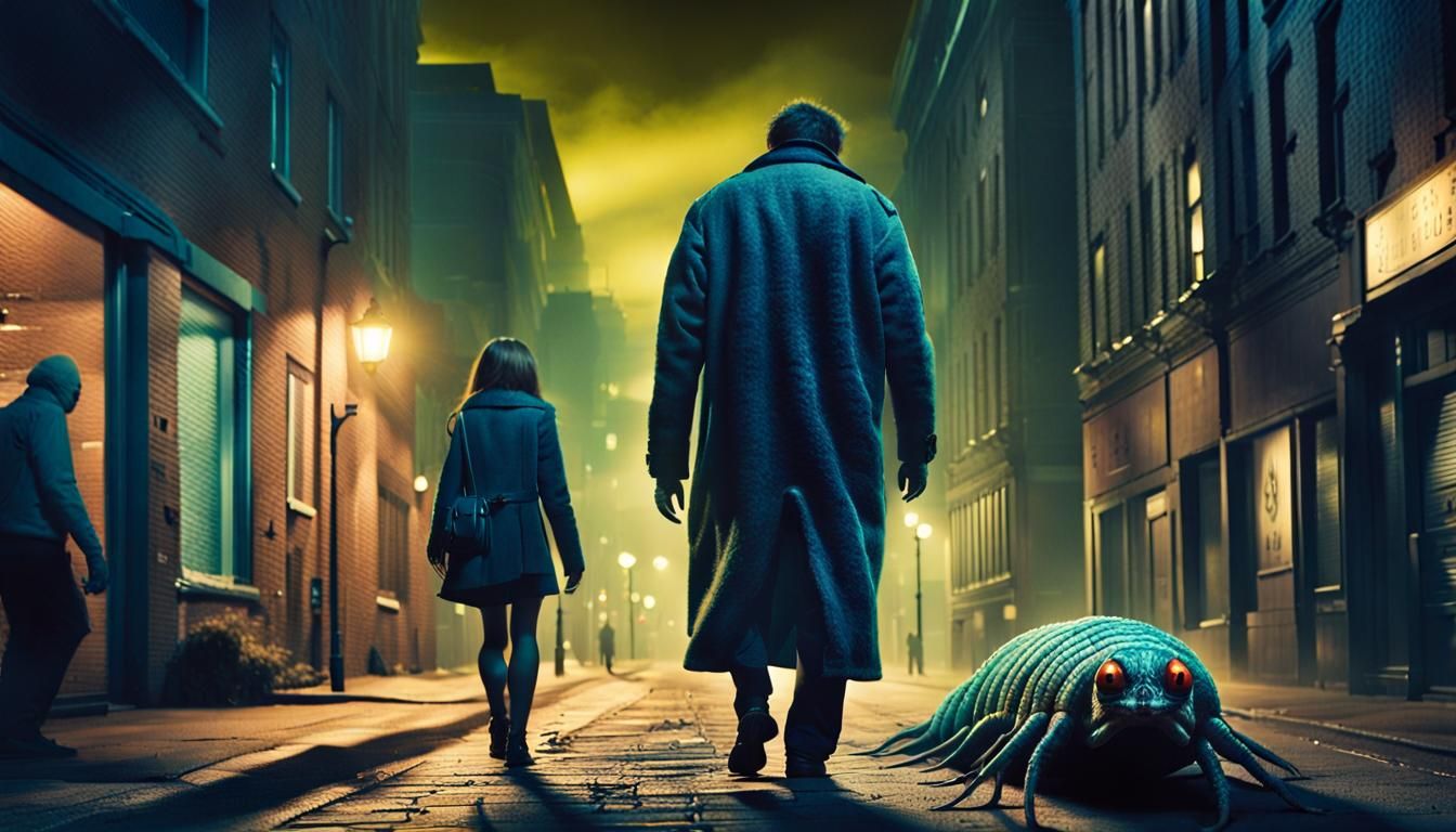 Eerie Human-Slug Hybrid Creeping in City Street