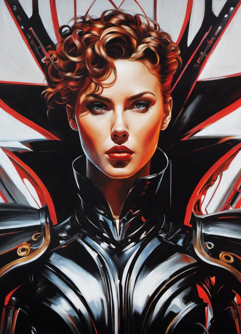 Gothic Cyberarmor Portrait in Acrylic Style