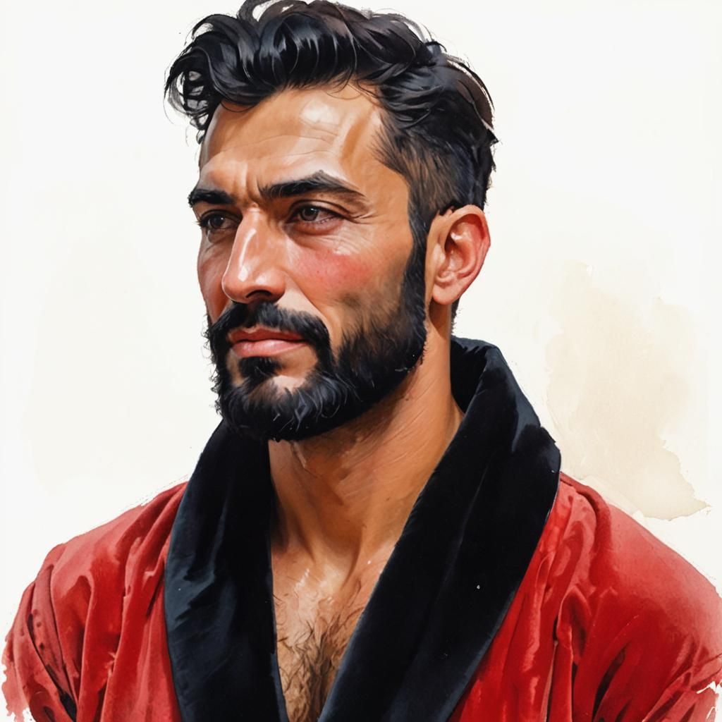 Vintage Impressionist Portrait of a Handsome Man