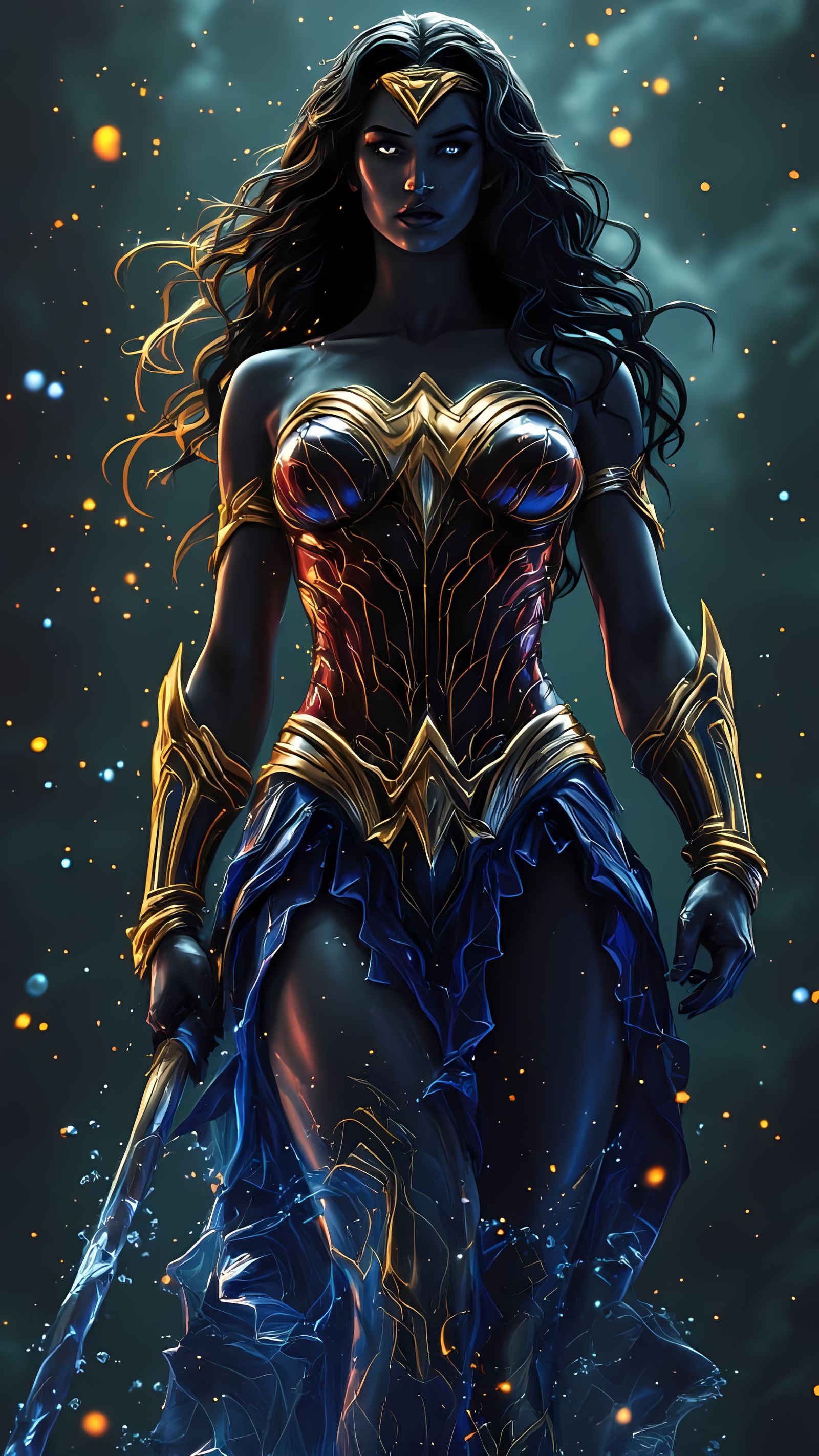 Wonder Woman Fantasy Concept Art in Liquid Gold