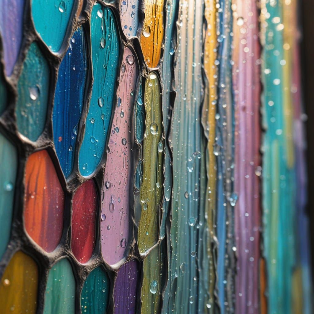 Vibrant Stained Glass Waterfall Art