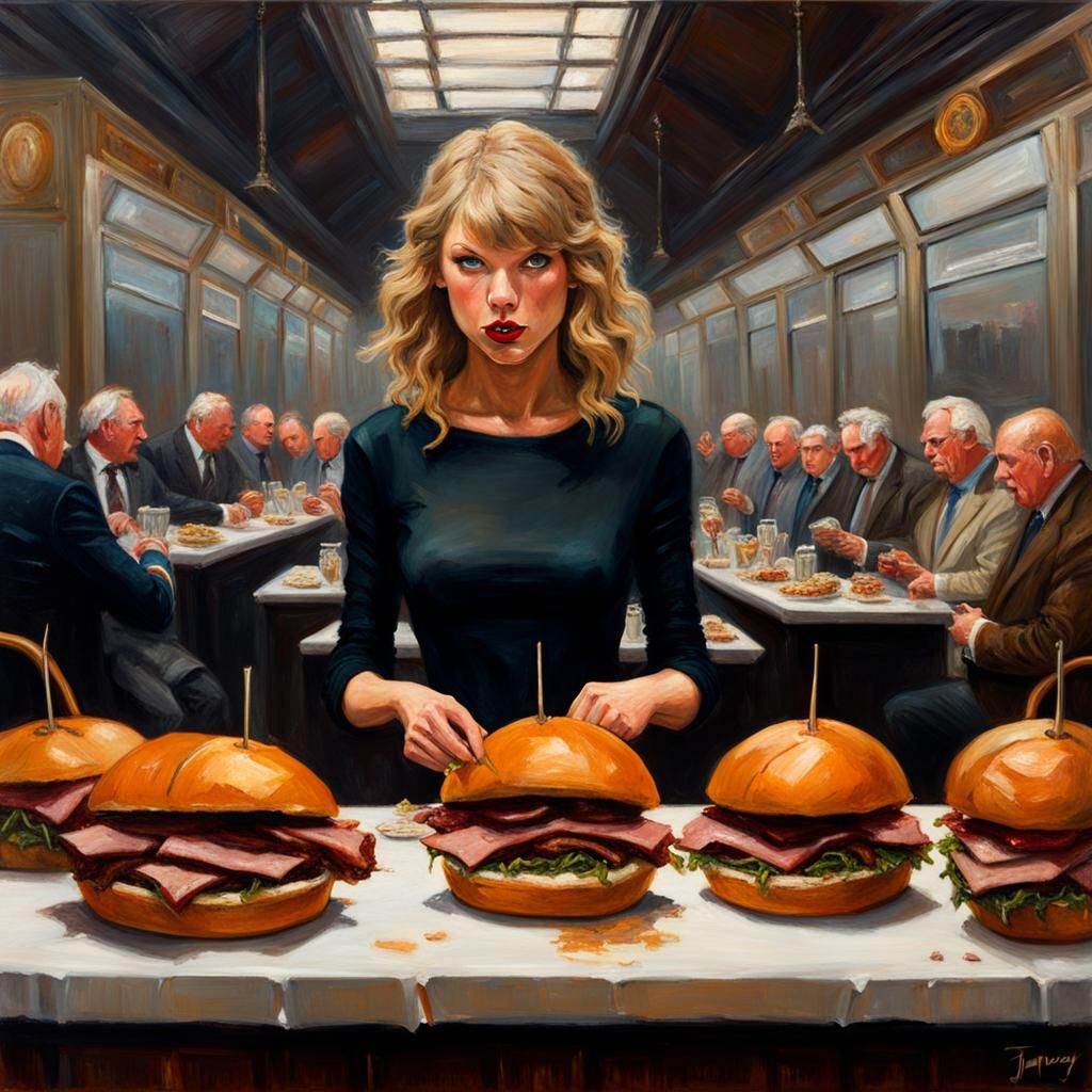 Woman Eats Sandwich: Oil Painting in Luminist Style