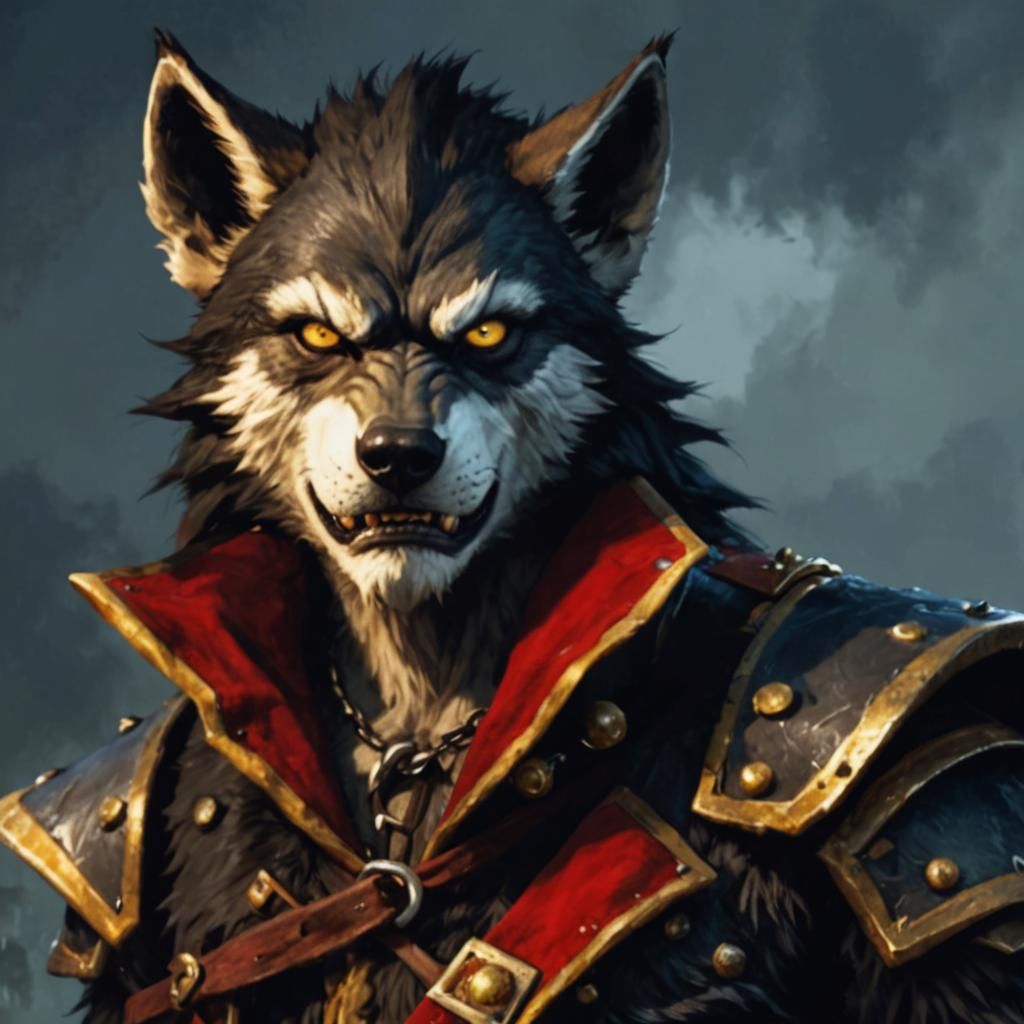 Fierce Wolfman Warrior with Piercing Yellow Eyes