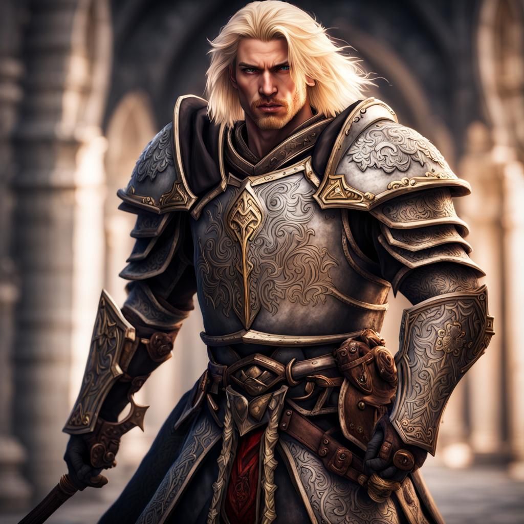 Vengeance Paladin Portrait in Hyperrealistic Style