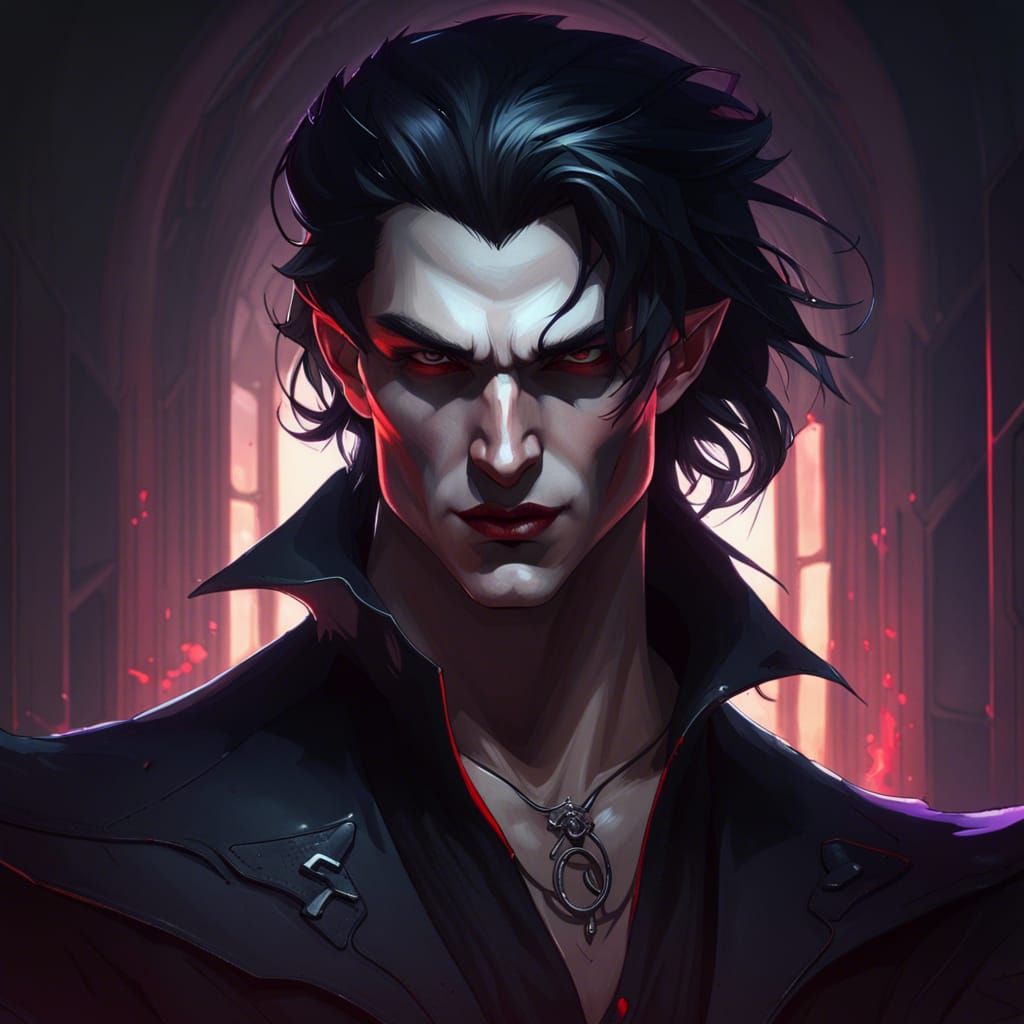 Modern Gothic Vampire Portrait in Hyperdetailed Style