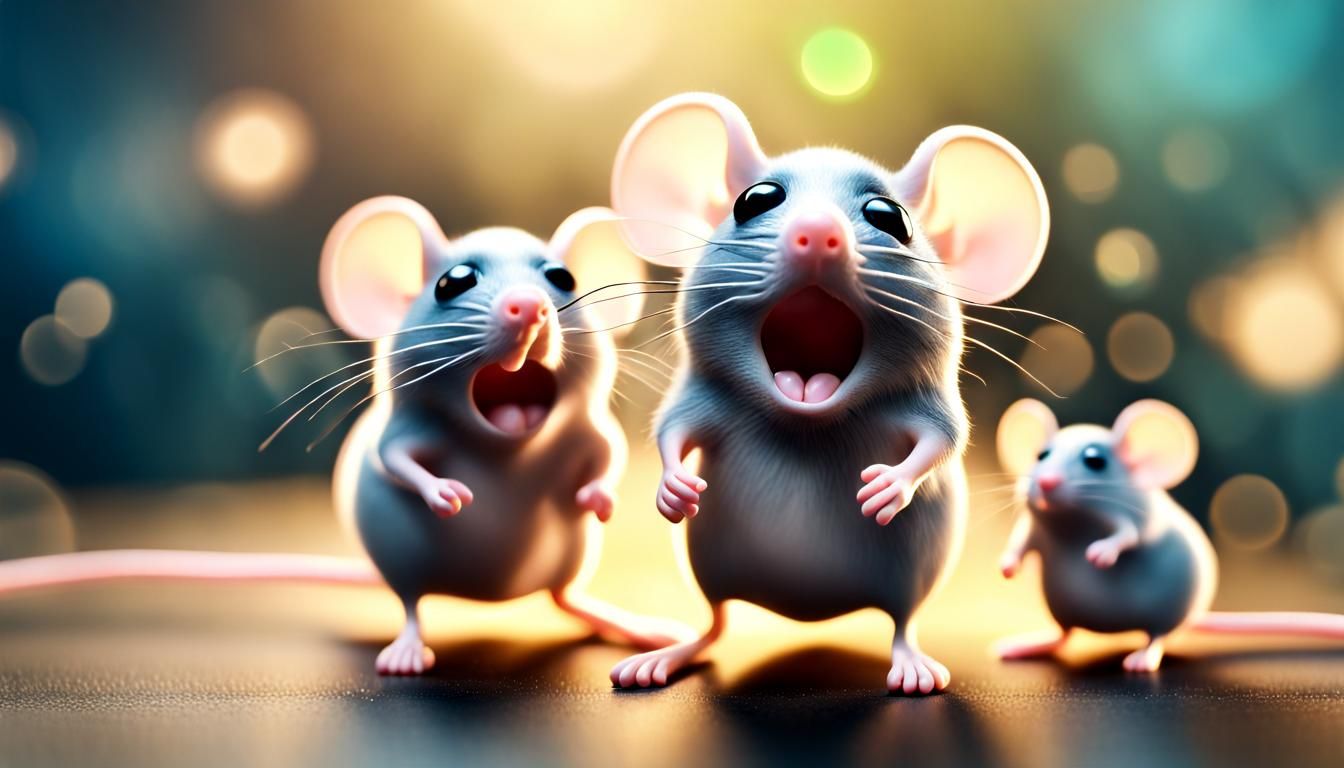 Amoeba Engulfing Mice in Photorealistic Bokeh