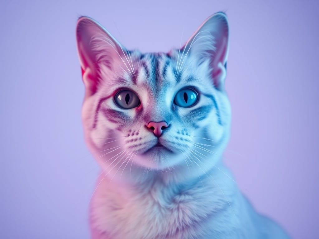 Vibrant Holographic Feline in Powder Blue Hologram