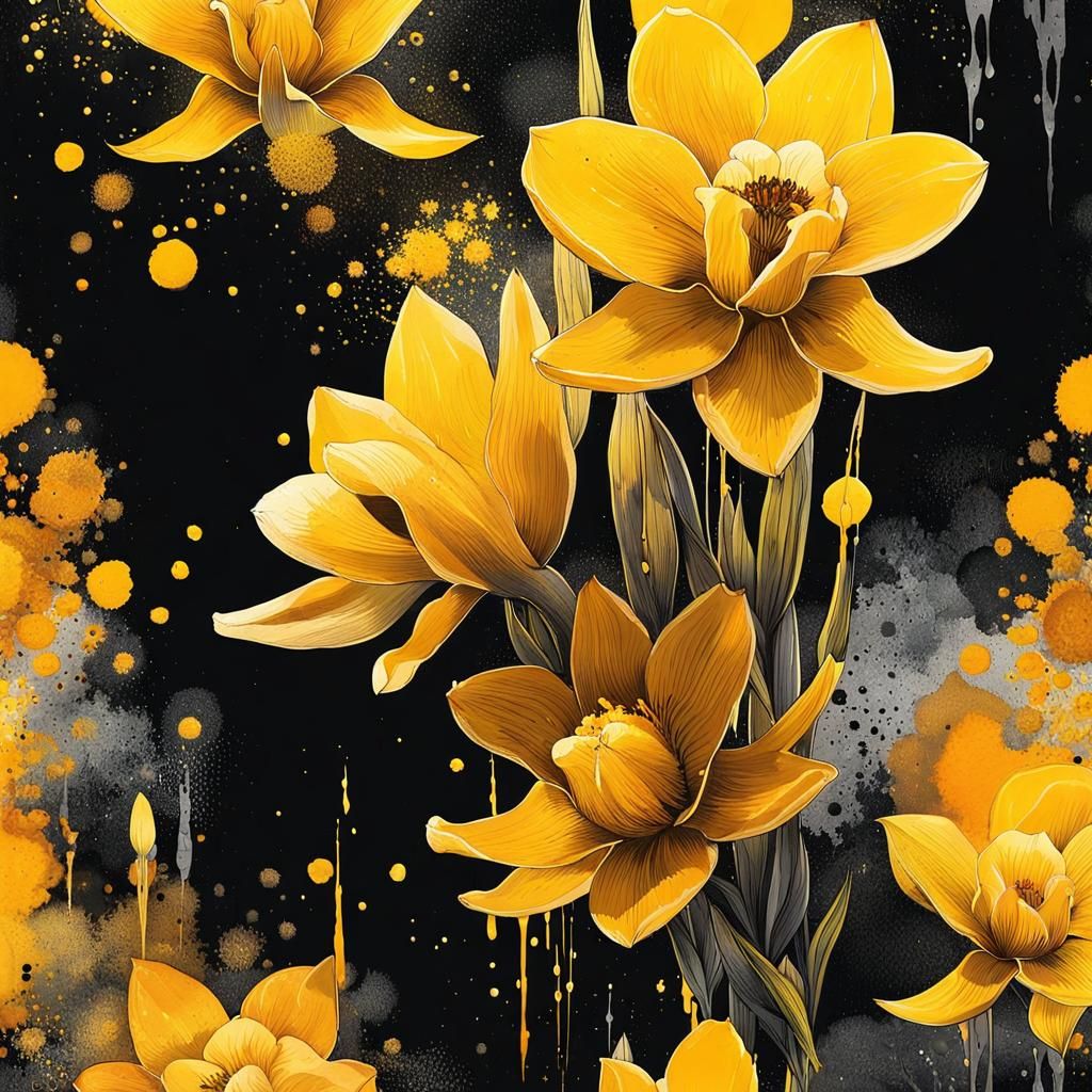 Eternal Sunshine: Pointillist Yellow Folk Art