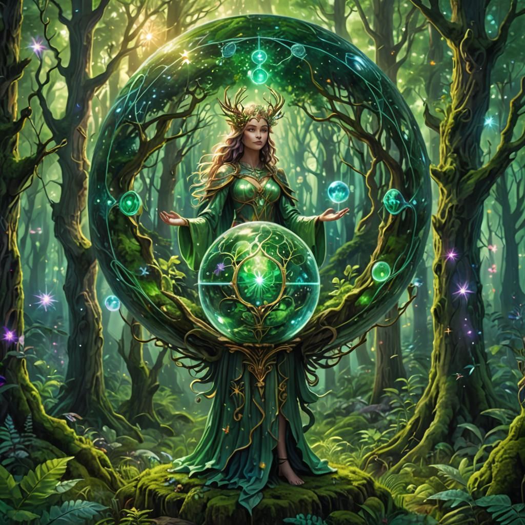 Forest Guardian Protecting Magic Globe