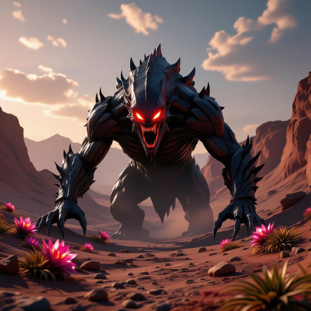 Colossal Obsidian Monster on Mars