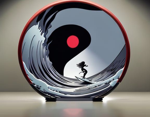 Red sun yin yang surf