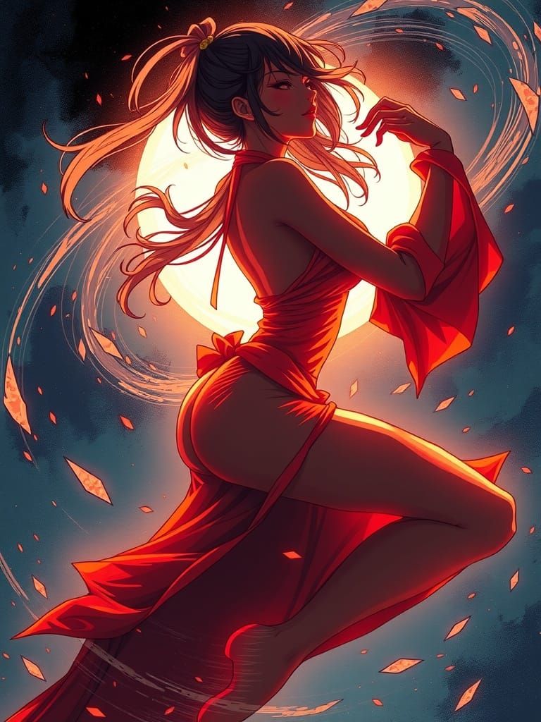 Mannerist Woman in Vibrant Anime Key Visual Style