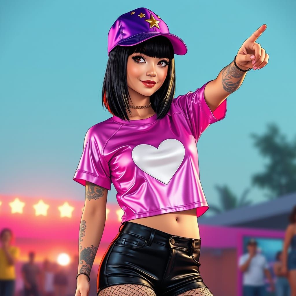 Electric Dance Festival Dancer in Metallic Latex Outfit