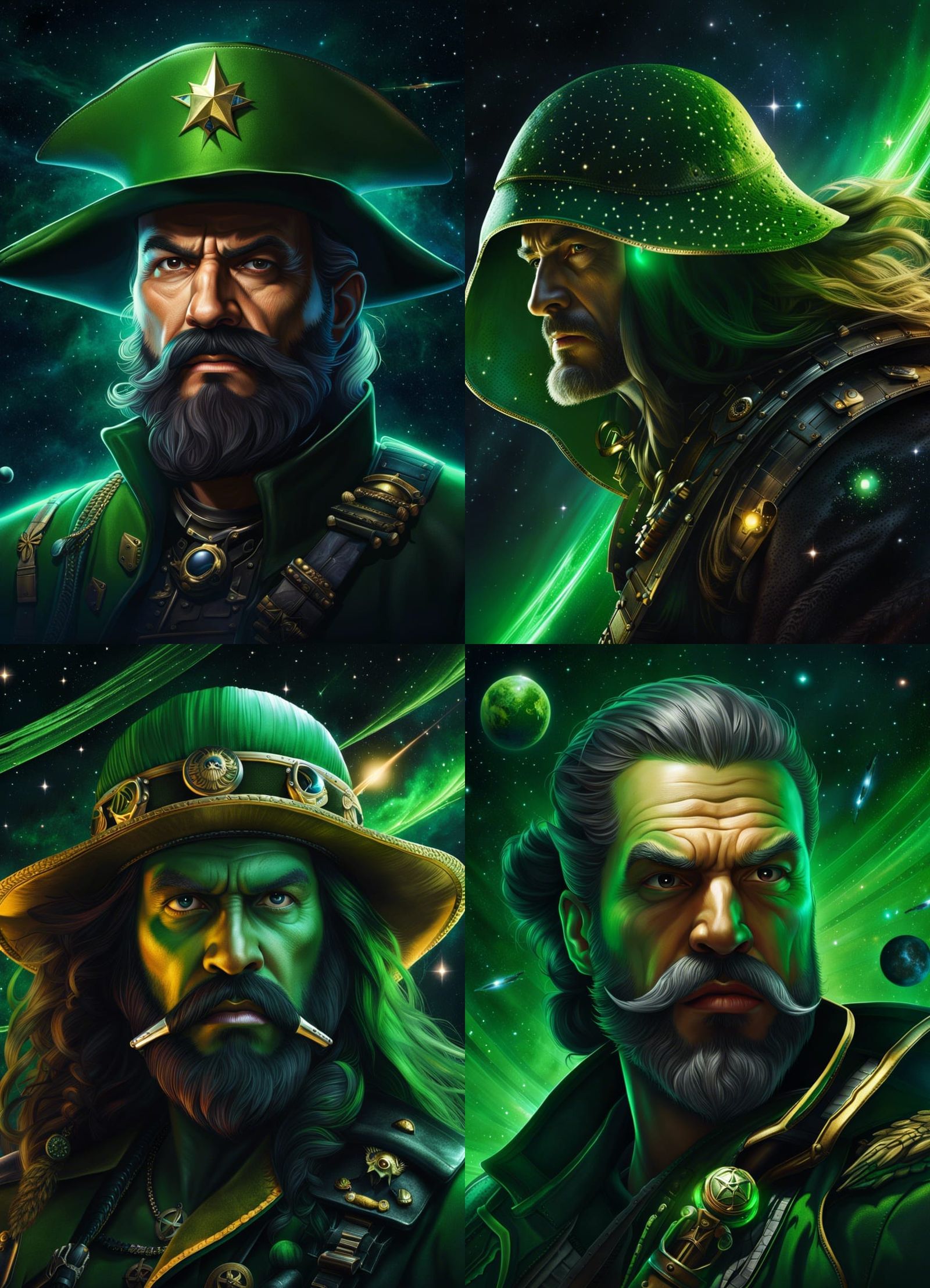 Angry Green Space Pirate in Modern Art Style