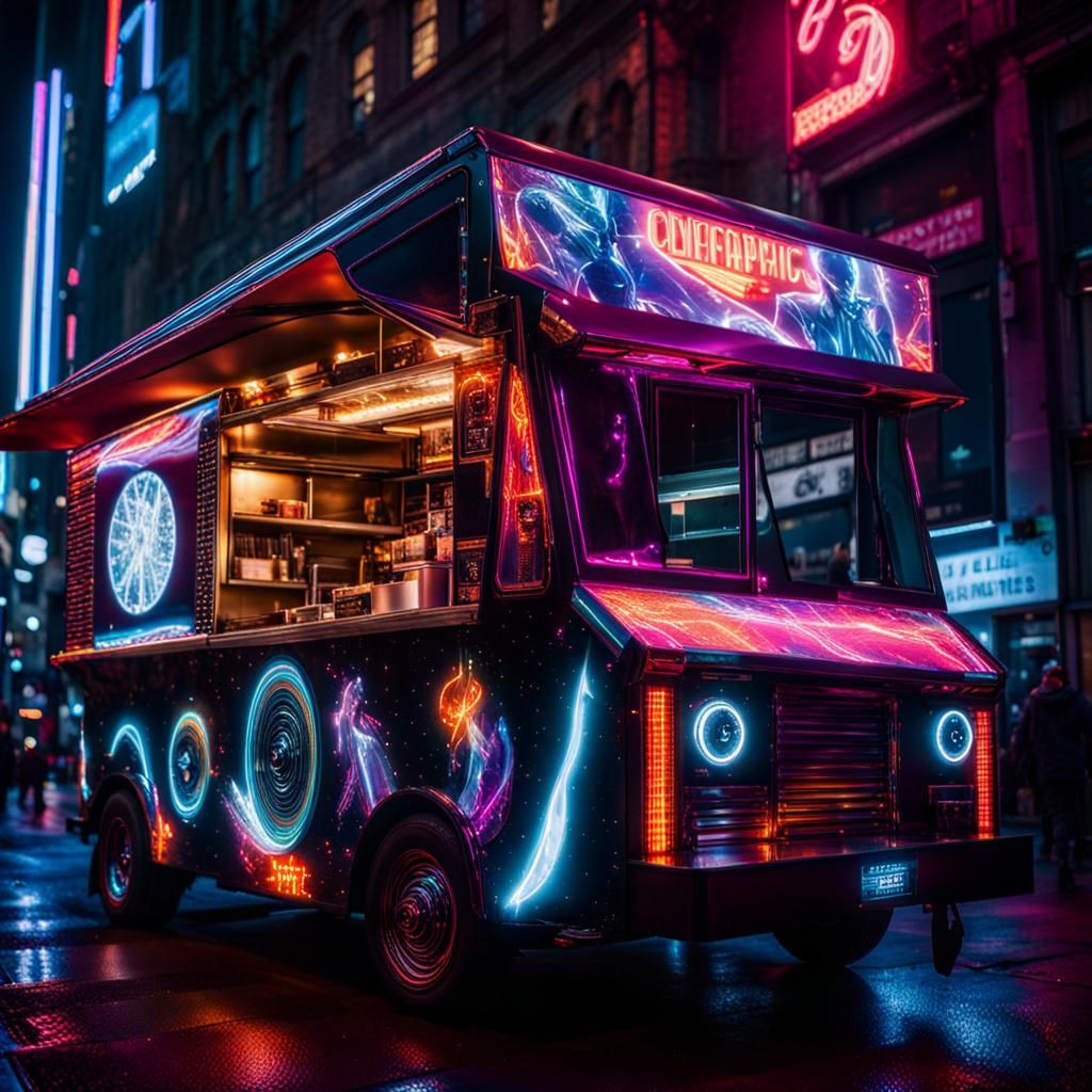 Futuristic Food Trucks with Robot Chefs