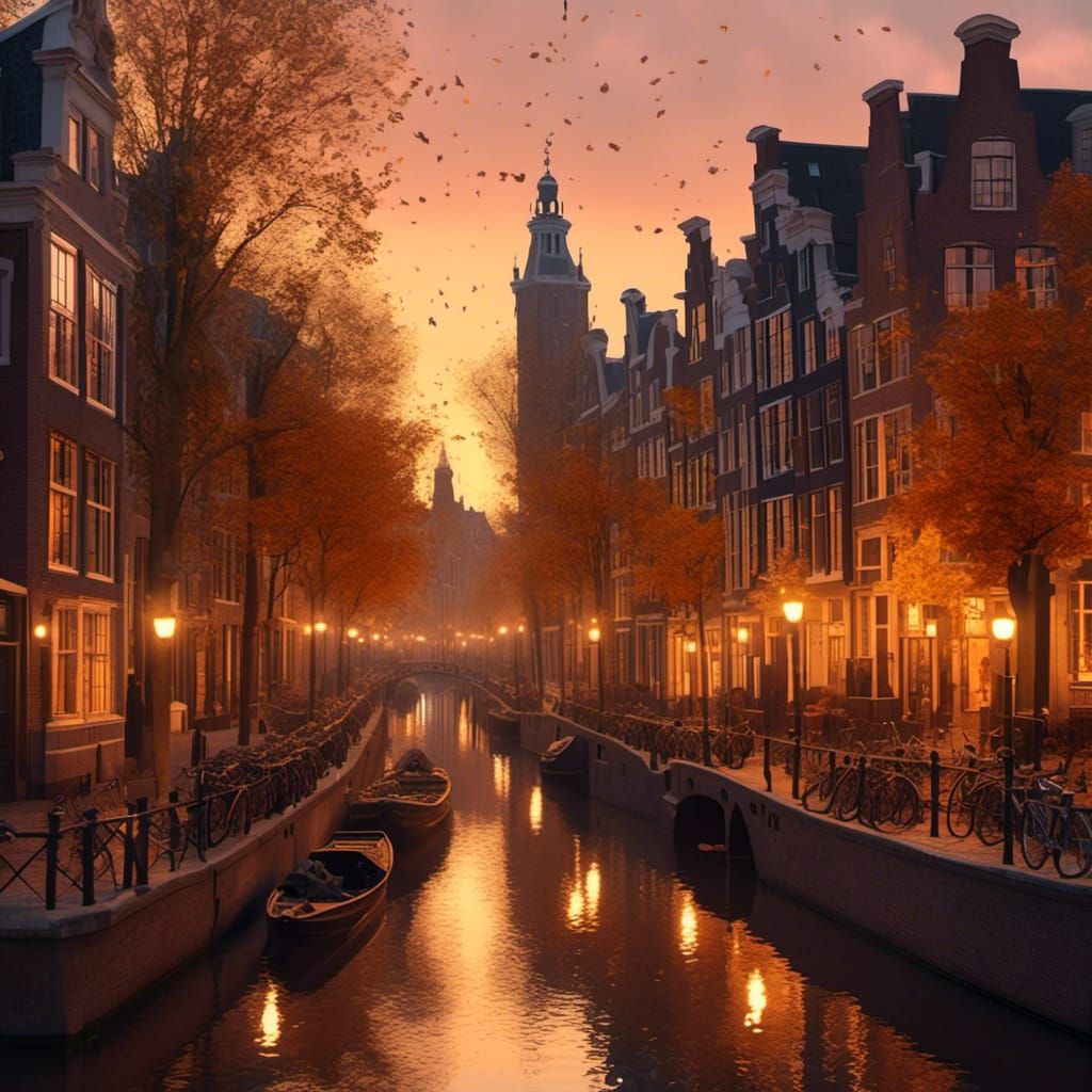 Amsterdam in Autumn: Van Gogh-Inspired Oil Painting