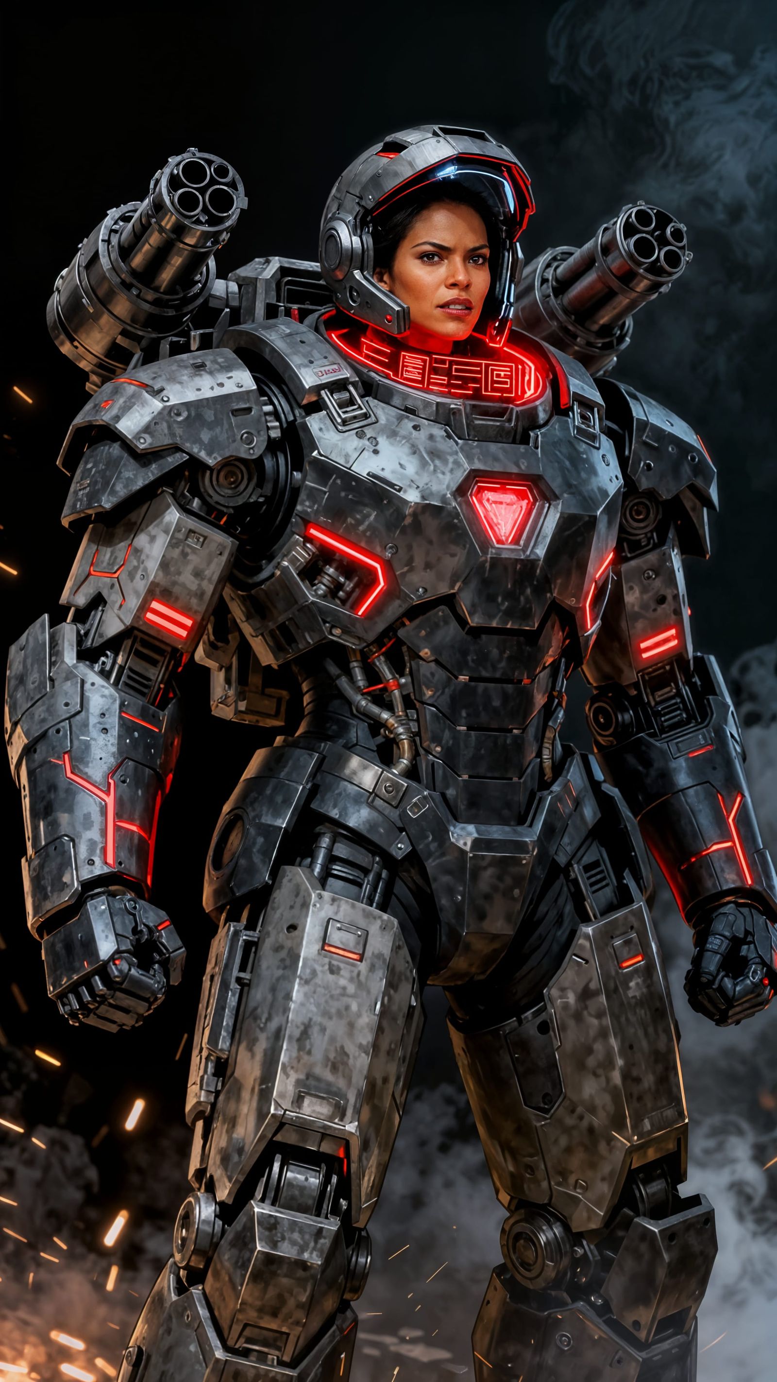 Rosario Dawson as War Machine in Heavy Power Armor