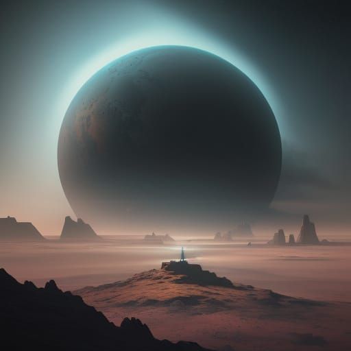 Unexplored Planet in Cosmic Void - Digital Matte Painting