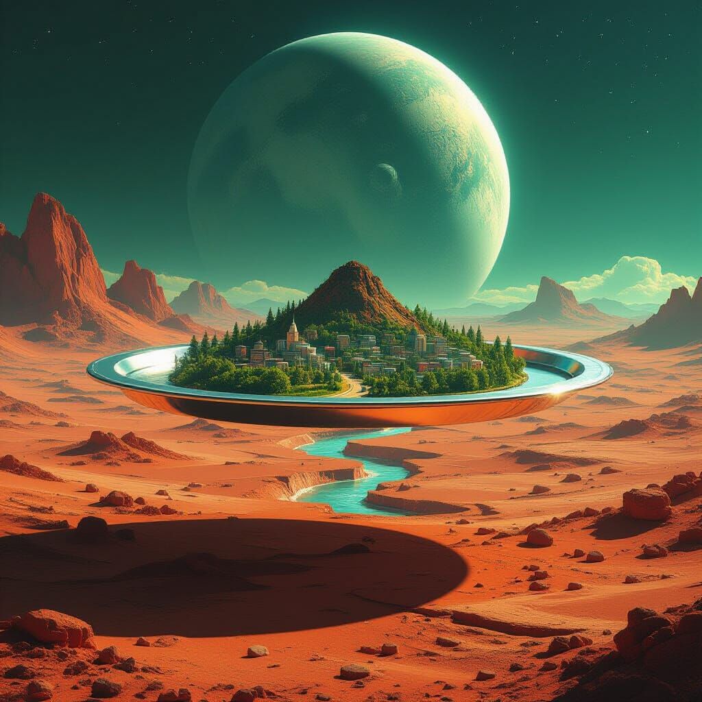 Levitating Town Above Radioactive Desert