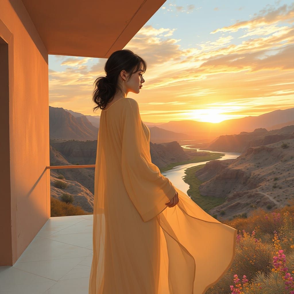 Ethereal Desert Goddess at Sunset