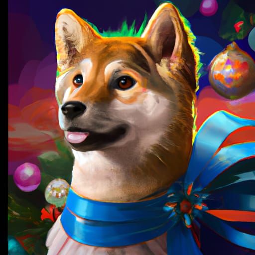 Victorian Shiba Inu Christmas Portrait