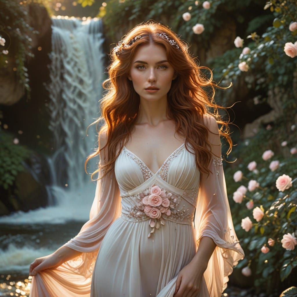 Rose Petal Gown in Art Nouveau Style