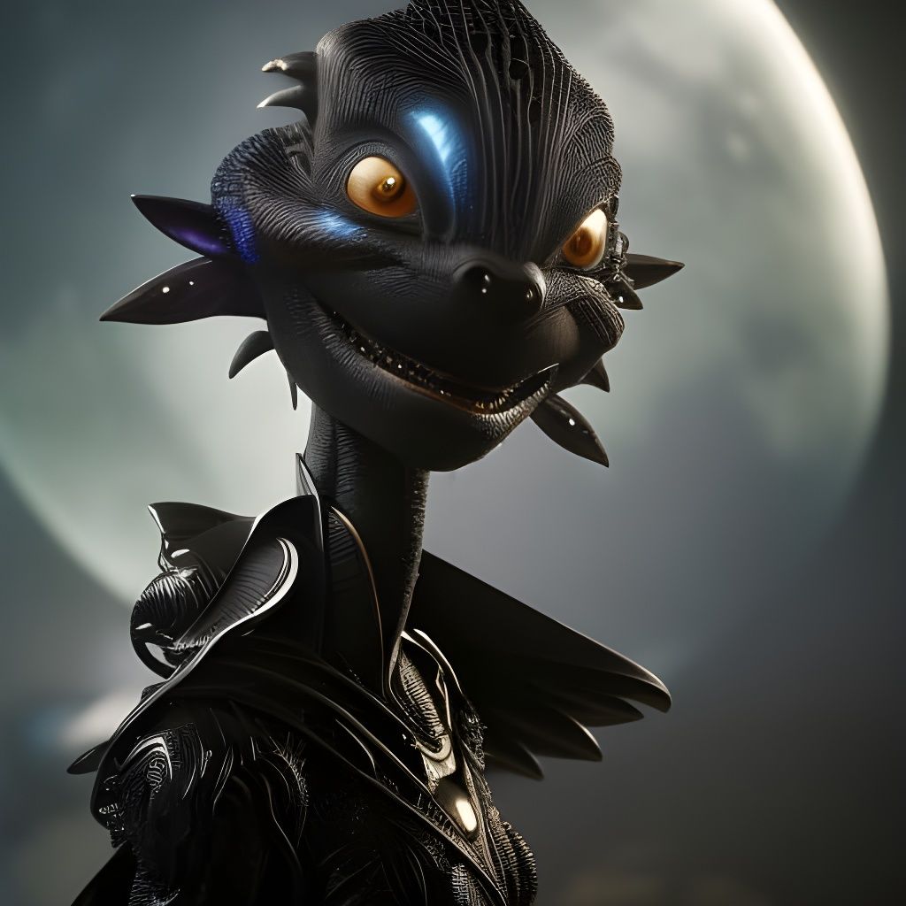Pixar-Style Dark Alien Character Portrait