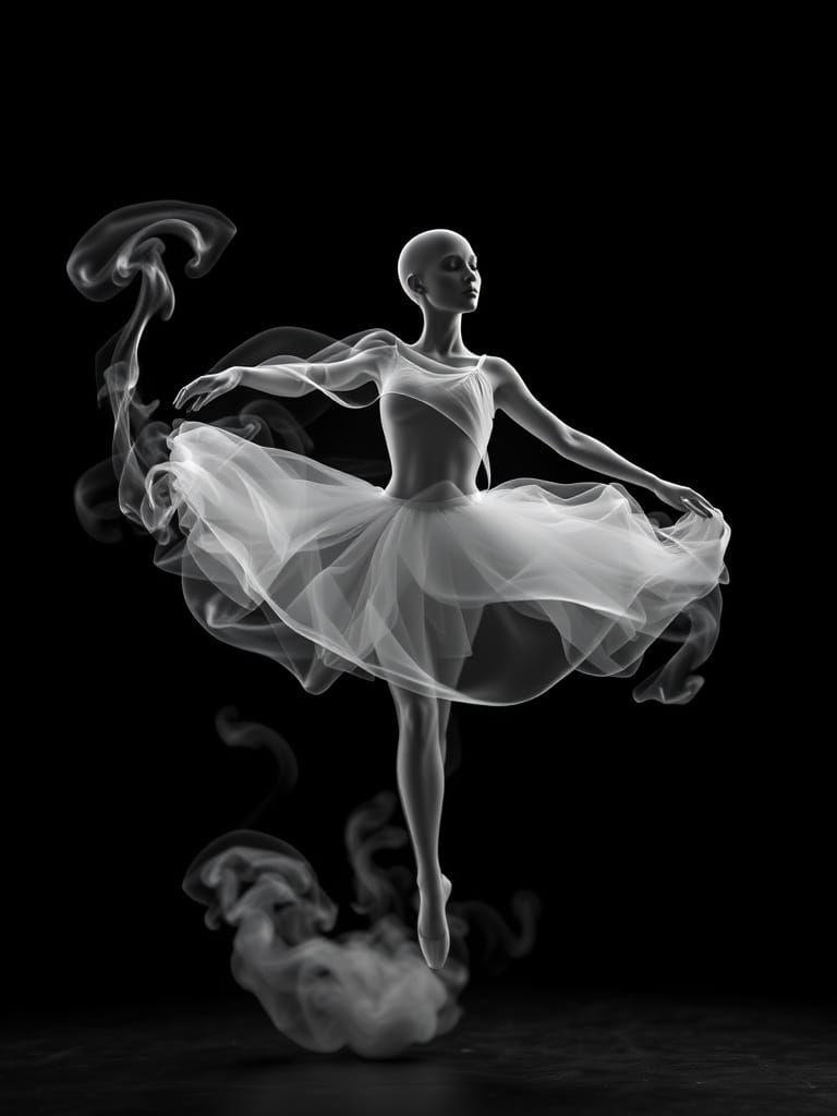 Surreal Smoke Ballerina in Dramatic Lighting