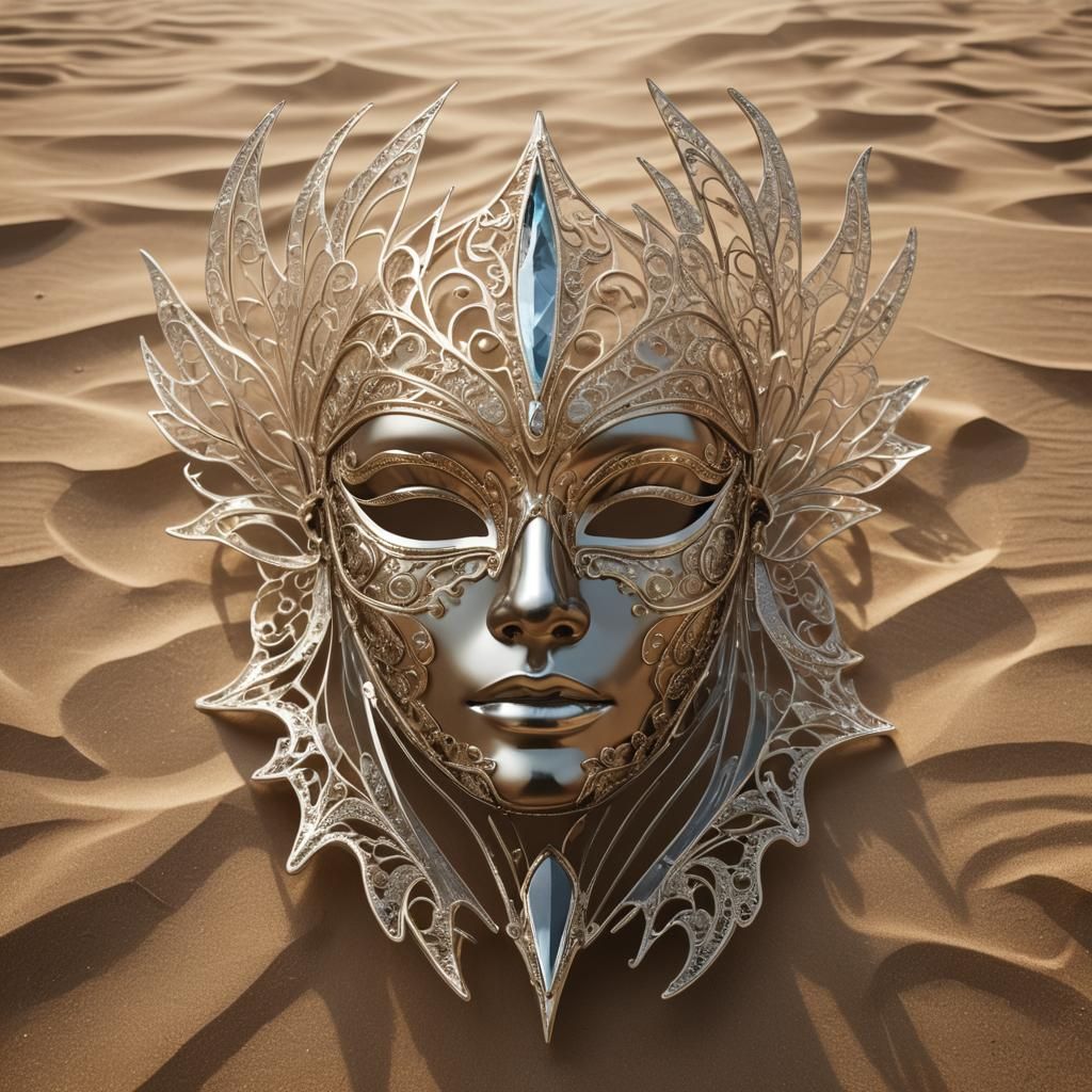 Crystal Filigree Mask in Desert Landscape