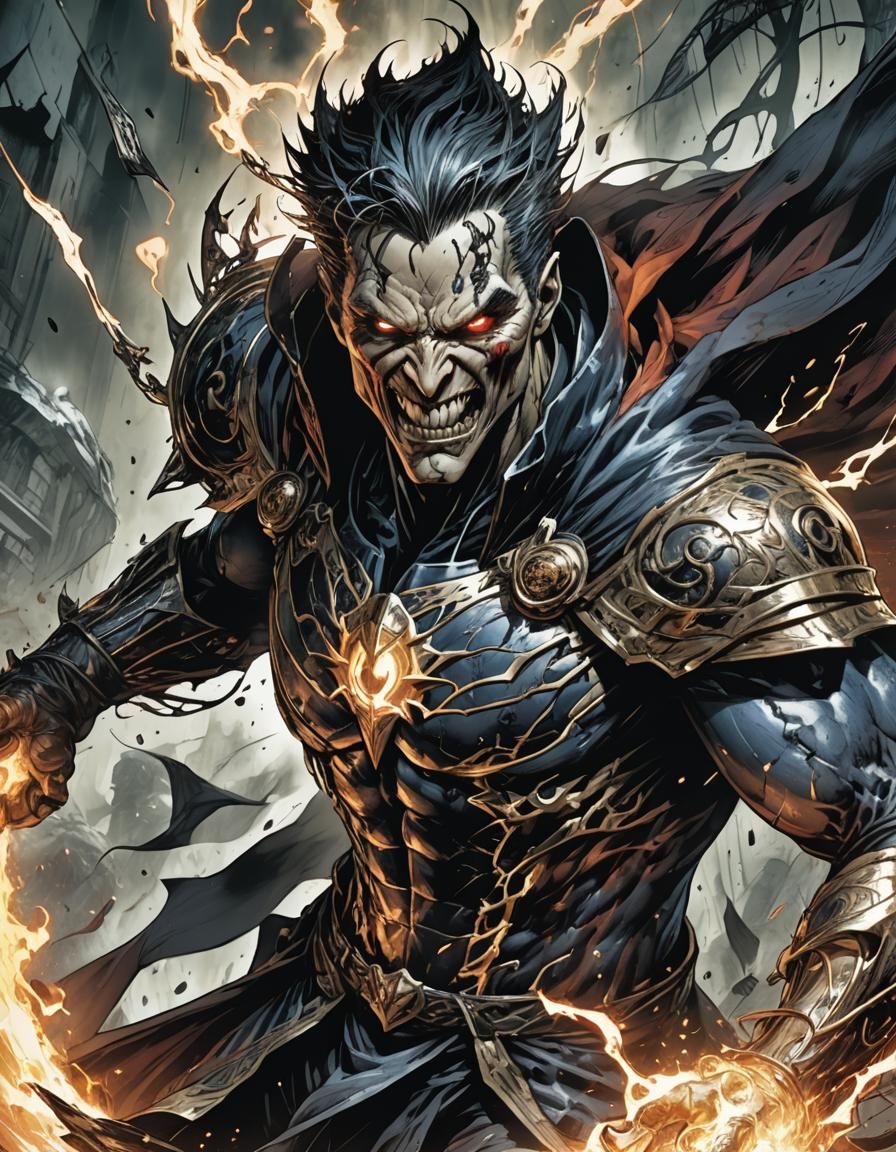 Vengeful Elemental Mage in Comic Book Art