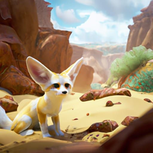 Cute Fennec Fox in Arizona Canyon