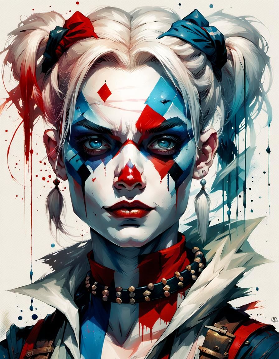 Harley Quinn in Highland Games, Digital Airbrush Art