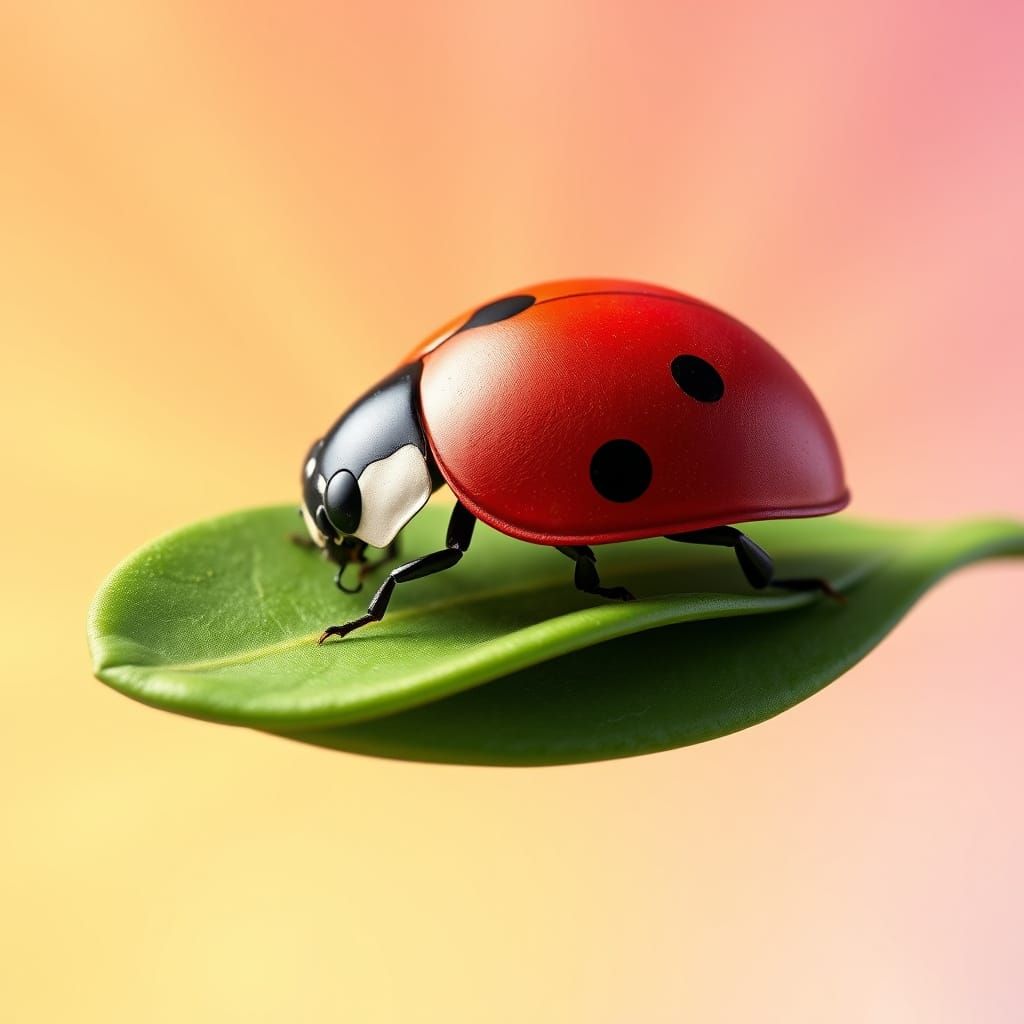 Whimsical Ladybug on Vibrant Leaf in Pixar-Inspired Digital ...