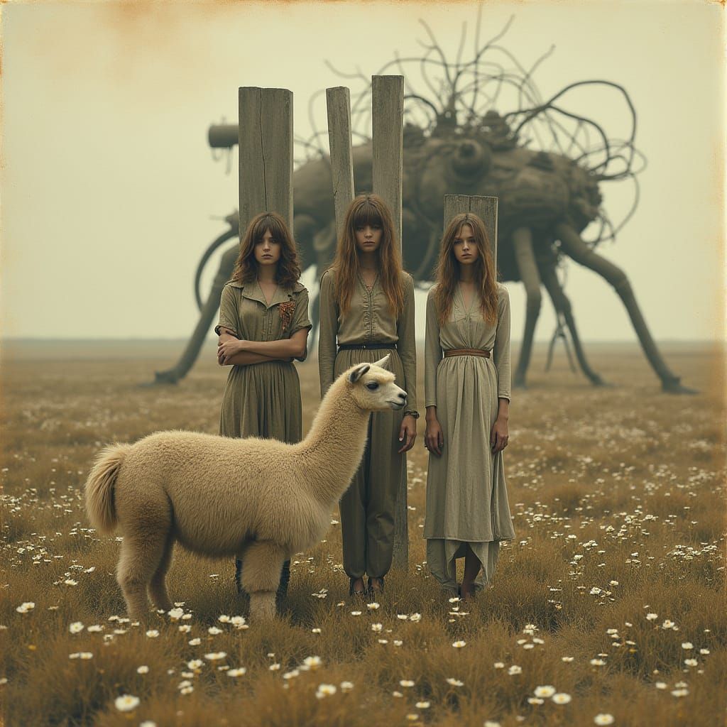 Sisters Stand Guard Amidst Steampunk Wonders