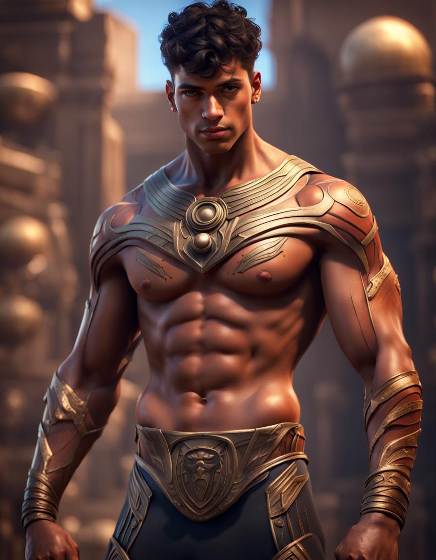 Egyptian Superhero with Body Paint in 8k