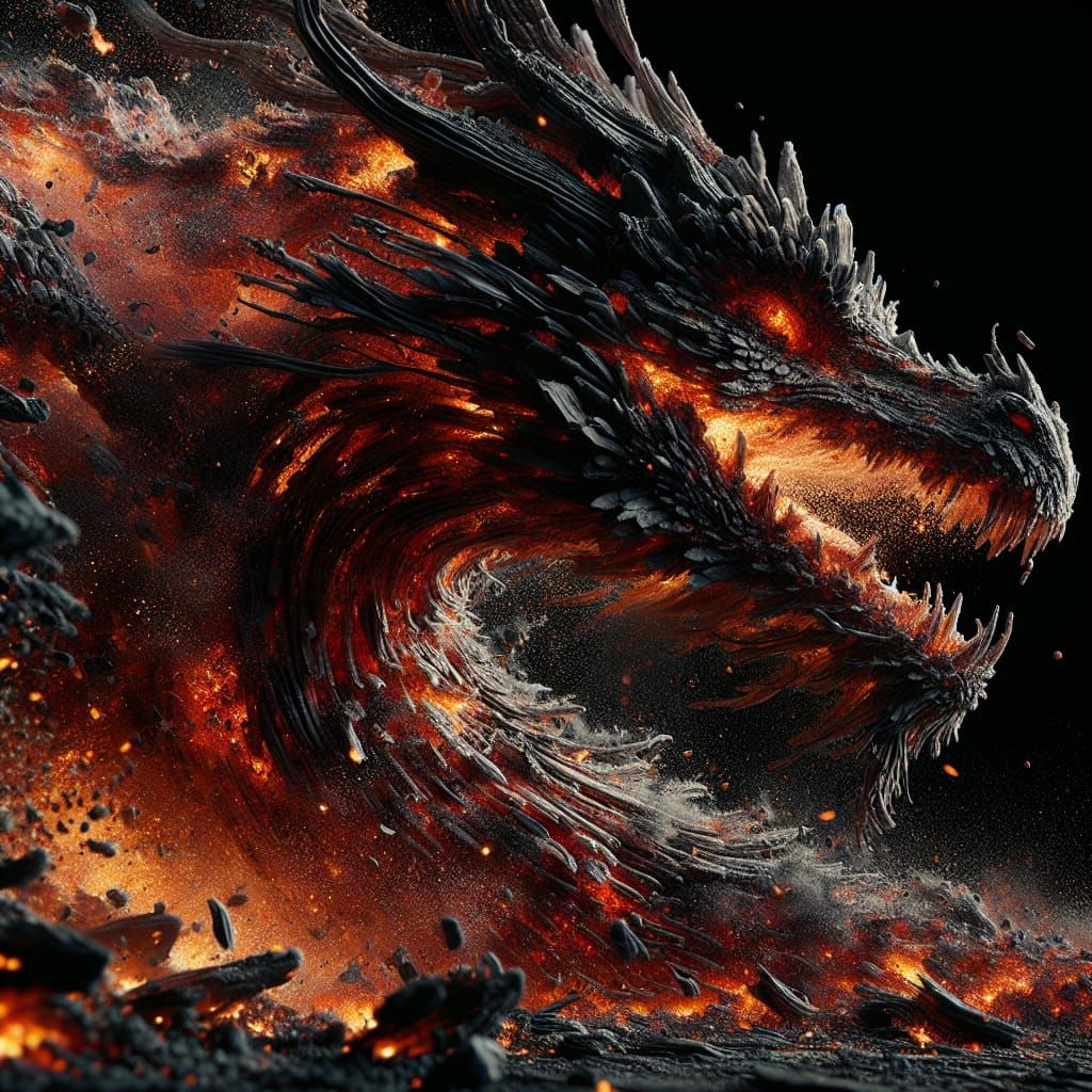 Ancient Lava Dragon in Fiery Decay