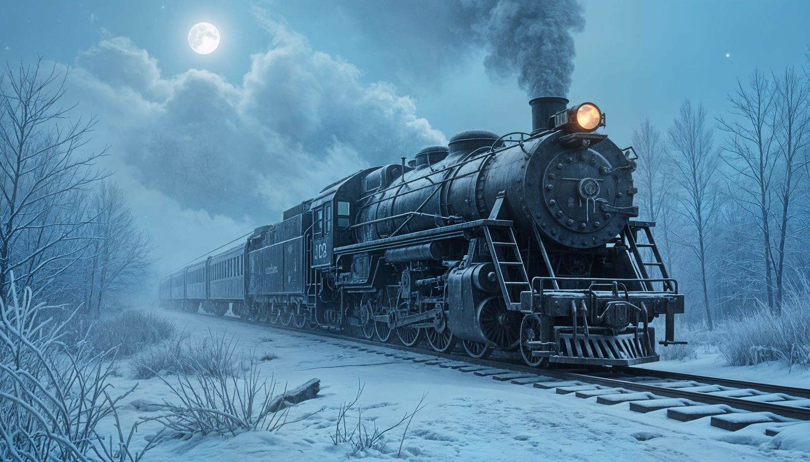 Ethereal Winter Fog Illuminates Abandoned Locomotive