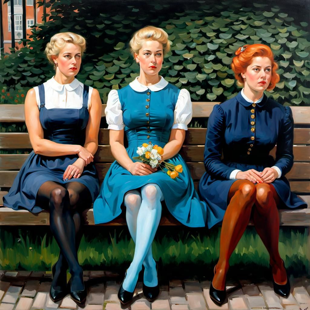 Danish Girls in Copenhagen: Oil Painting