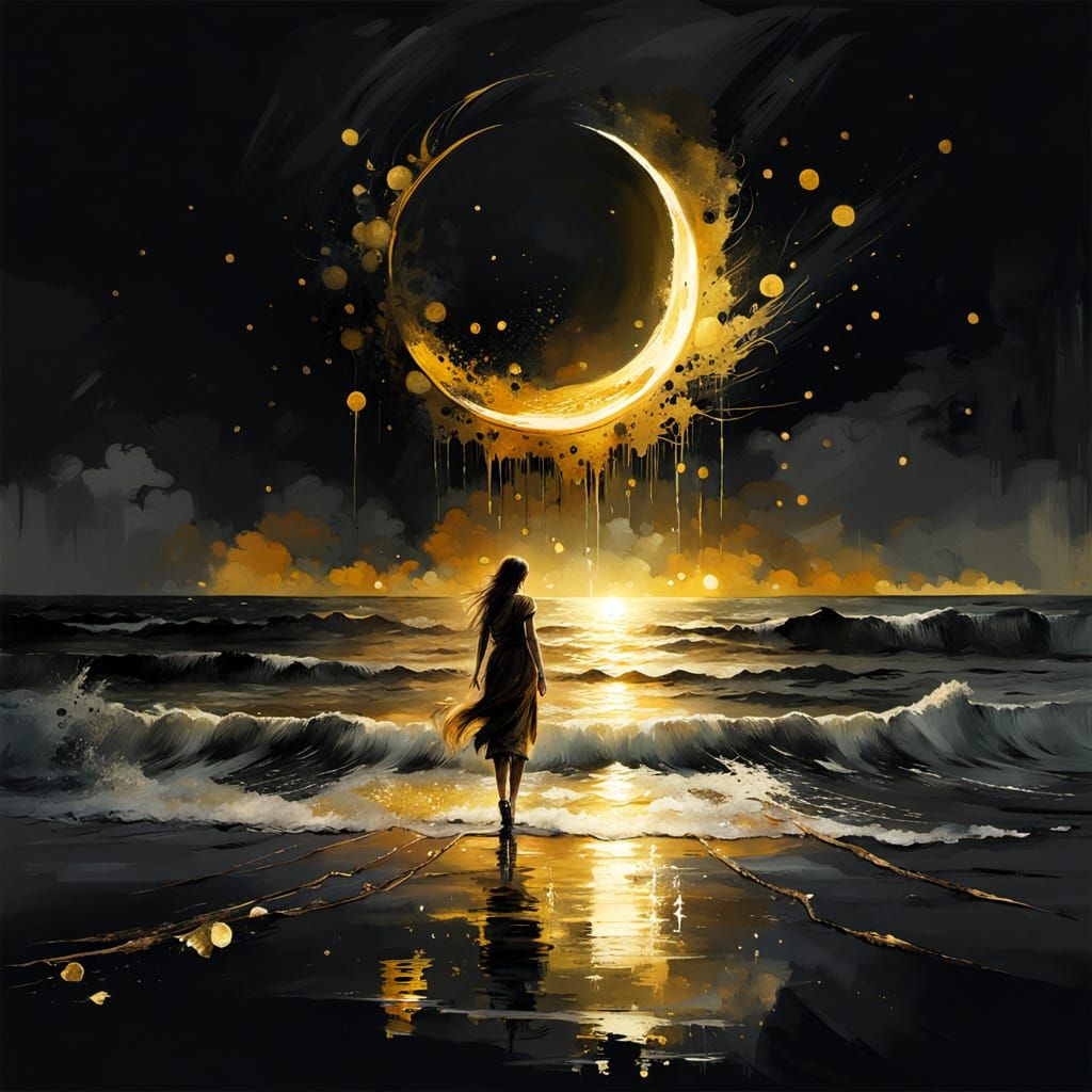 Golden Moon Beach Eclipse