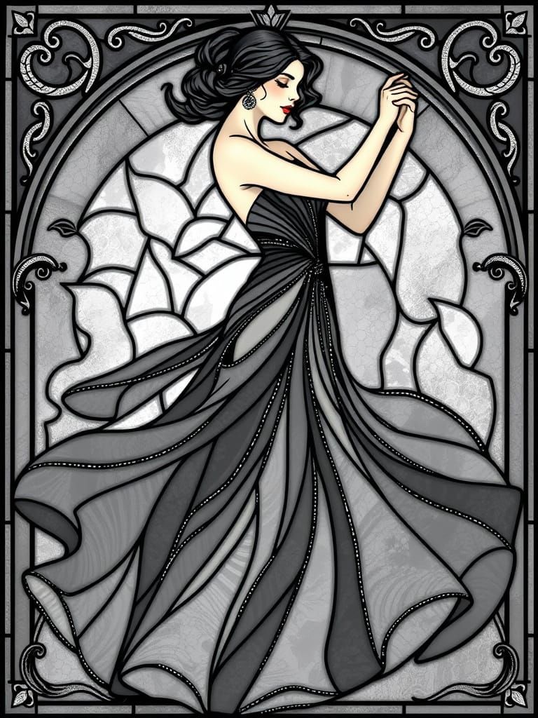 Art Nouveau Stained Glass Ballroom Dress