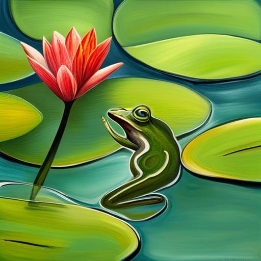 Abstract Frog on Lily Pad Art