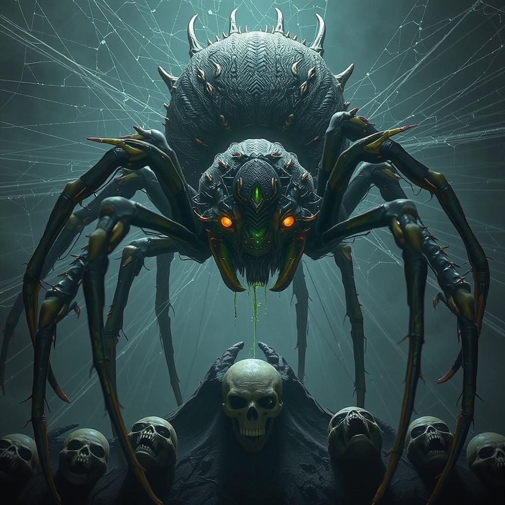 Hyperrealistic Spider Queen in Gothic Horror Style