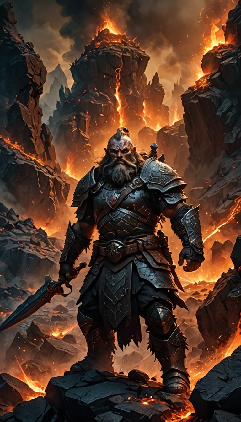 Dwarf Warrior in Dark Fantasy Battlefield