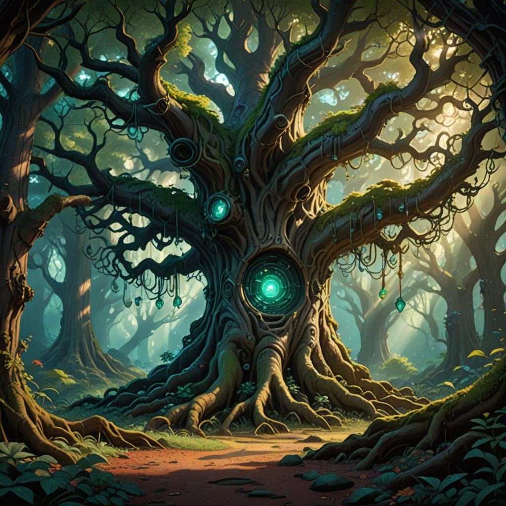 Enchanted Ancient Tree with Hidden Portal
